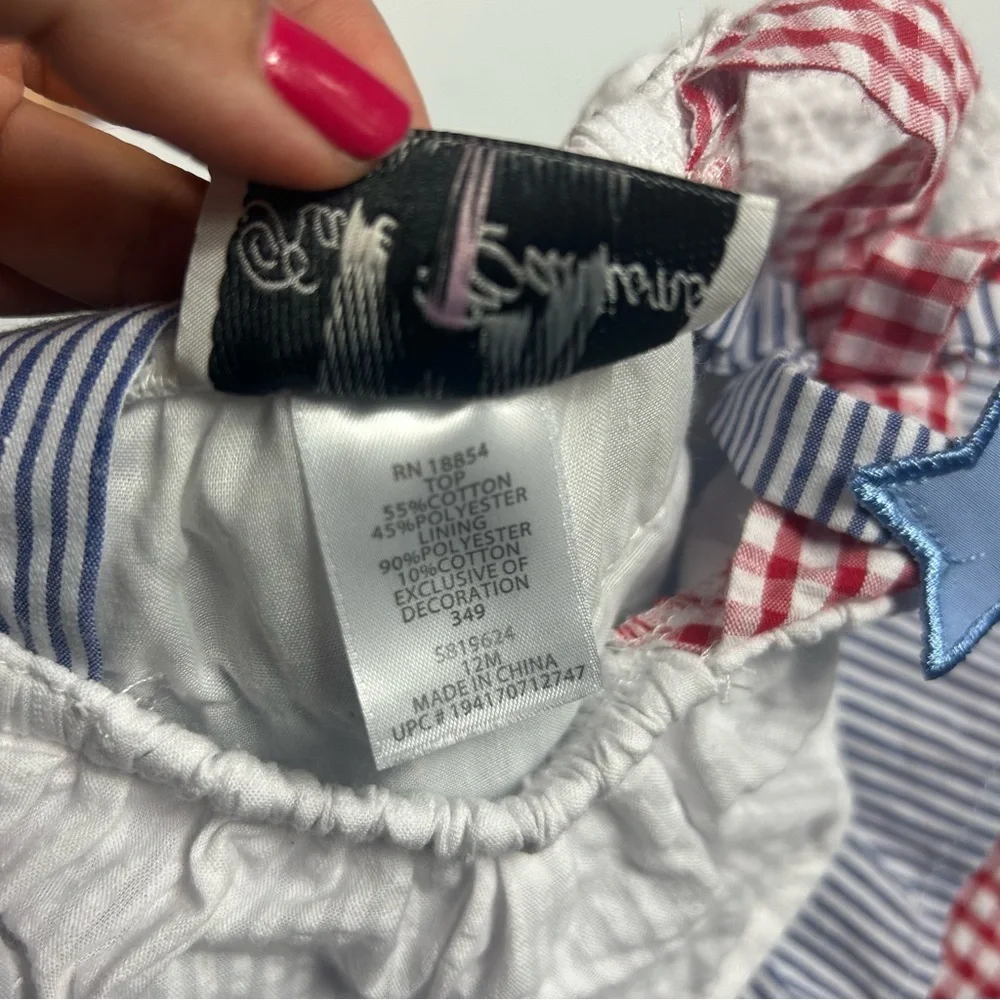 Rare Editions 2 Piece Patriotic 4th of July Outfit Size 12 Months Baby - Picture 7 of 10